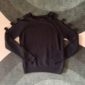 Black cold shoulder sweater